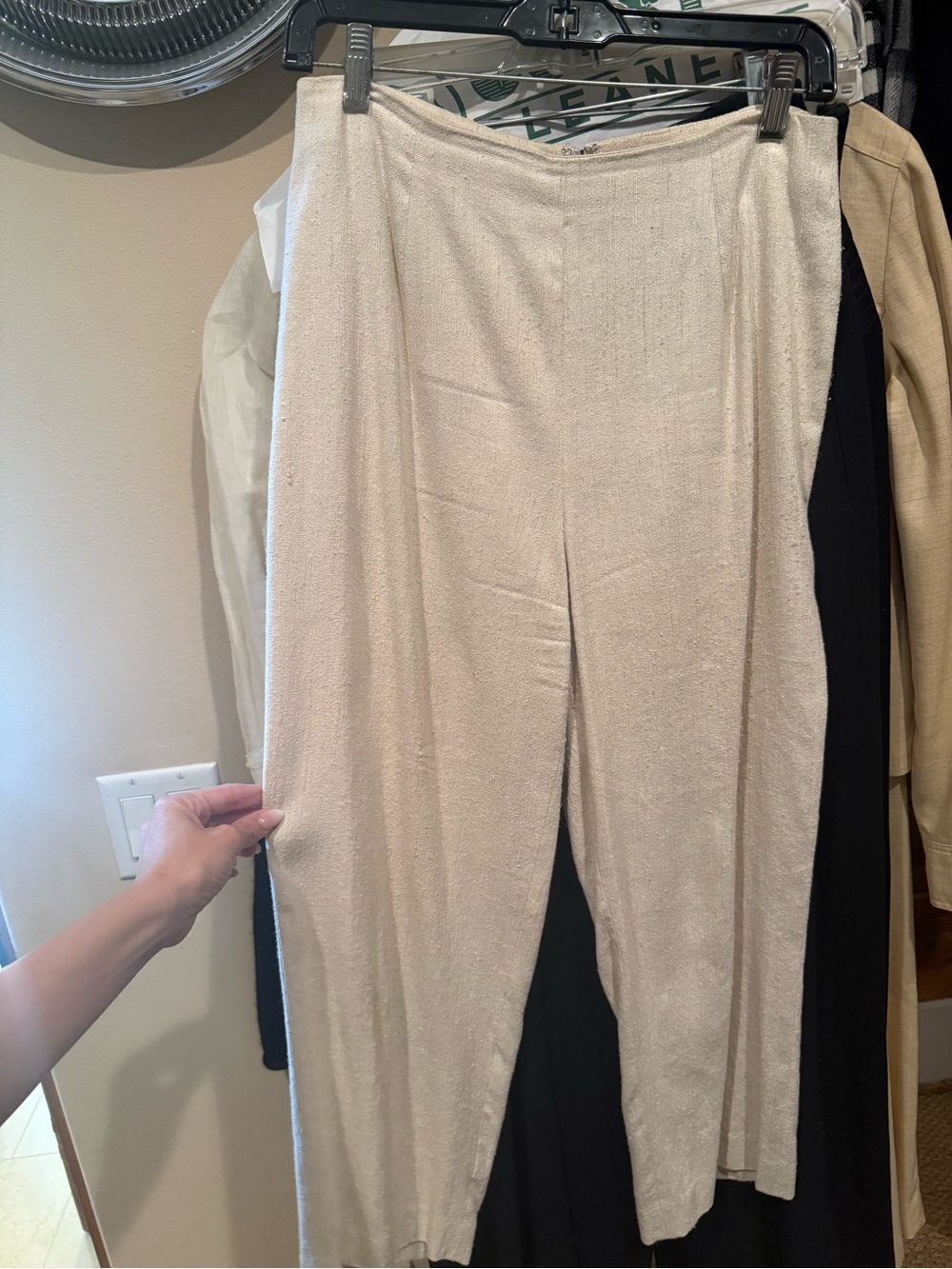 Cream Wide-Leg Silk Pants
